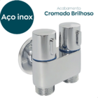 Torneira Registro Duplo Banheiro 2 Saídas 1/2 Pol Inox Cromad