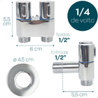 Torneira Registro Duplo Banheiro 2 Saídas 1/2 Pol Inox Cromad