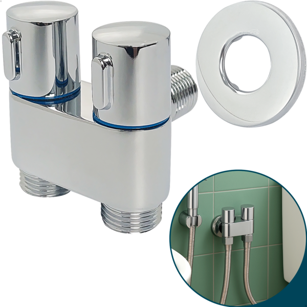 Torneira Registro Duplo Inox Cromado Para Ducha Higienica 2 S