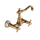 Torneira Retrô Parede Vintage Bronze C/ Porcelana