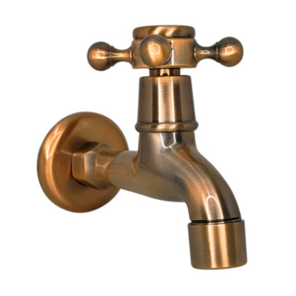 Torneira Retrô Parede Vintage Estilo Europeu Vermelho Cobre 6