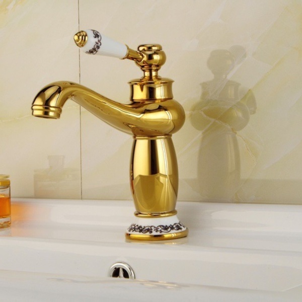 Torneira Super Luxo Ouro Pia / Lavabo Vintage + Porcelana