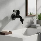 Torneira Tanque Jardim Maquina Preta Com Bico P/ Mangueira