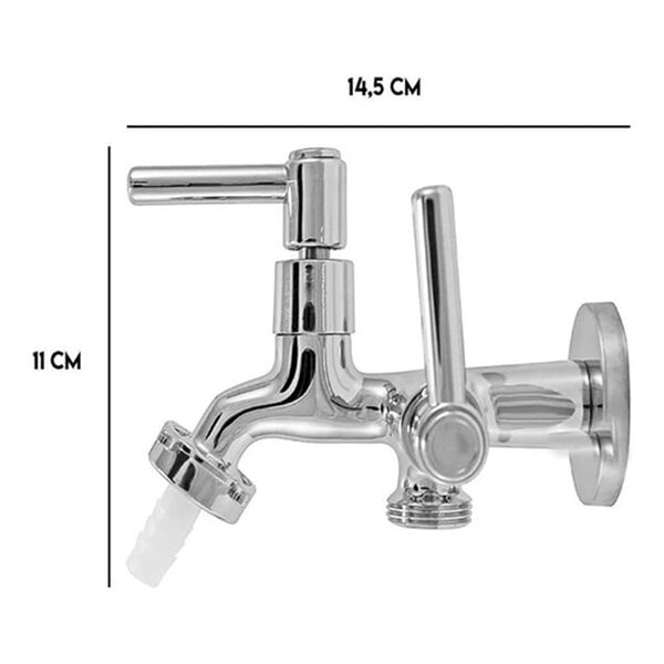 Torneira Tanque/maquina 2 Saídas Alavanca Metal Cromado 1/4v