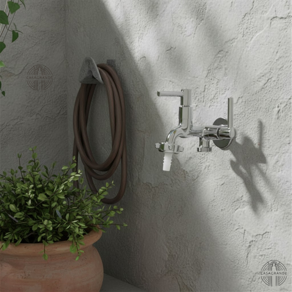 Torneira Tanque/maquina 2 Saídas Alavanca Metal Cromado 1/4v