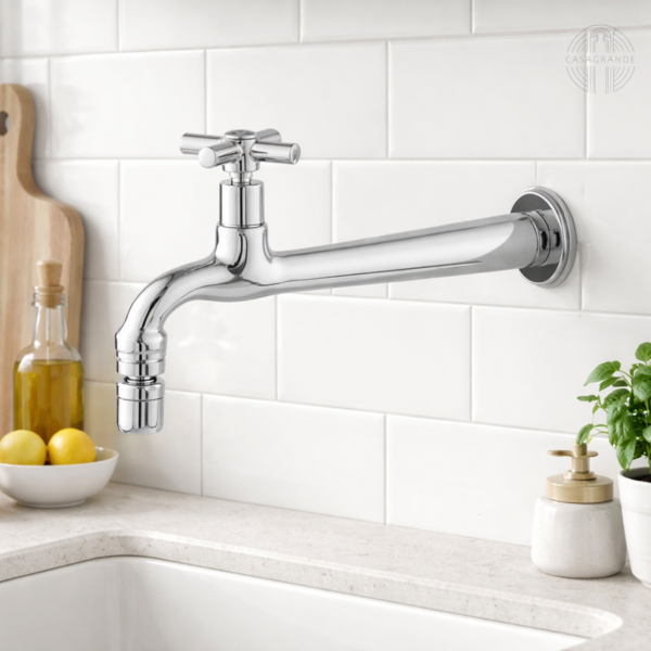 Torneira Tanque Reta Metal Bico Móvel Parede 18cm 1/4v C31 Ca