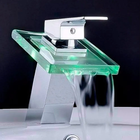 Torneira Vidro Luz Led Luxo Inox Monocomando Banheiro Agua Qu