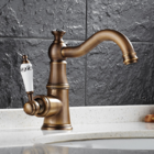 Torneira Vintage Mesa Latão Bronze Antigo Retrô Quente-fria