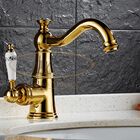 Torneira Vintage Retrô Latão Dourado Ouro C/ Porcelana Quente