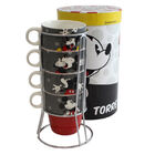 Torre De 4 Canecas Com Suporte 250 Ml Bone China Mickey Ação