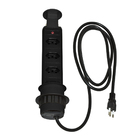 Torre De Tomada Retrátil 3 Tomadas Embutir Mesa Bancada Preto