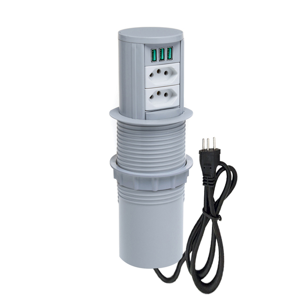 Torre De Tomada Totem Slim Automático 2 Tomadas 20a 3usb 5.2
