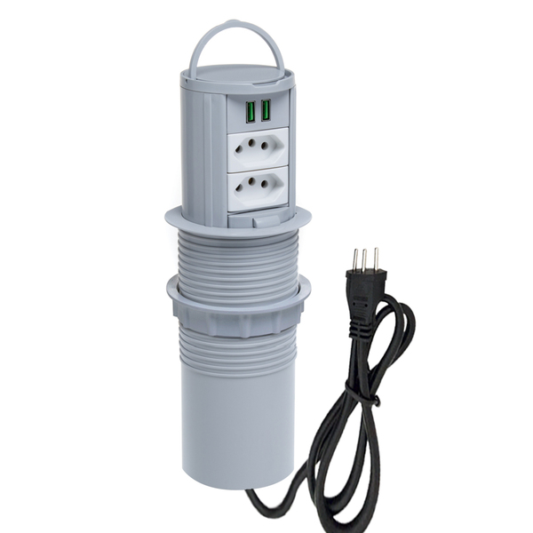 Torre De Tomada Totem Slim Manual Alça 2 Tomada 10a 2usb 4.9