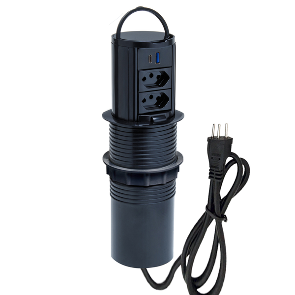 Torre De Tomada Totem Slim Manual Alça 2 Tomada 20a 2usb 3.5