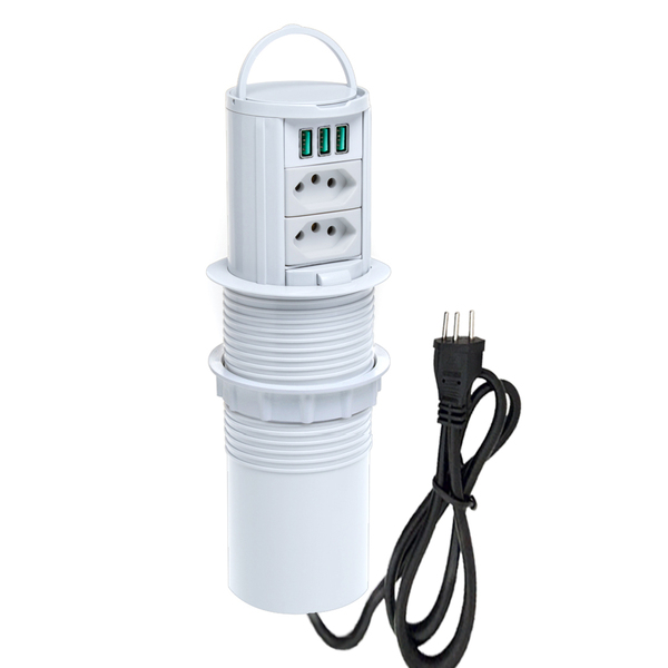 Torre De Tomada Totem Slim Manual Alça 2 Tomada 20a 3usb 5.2