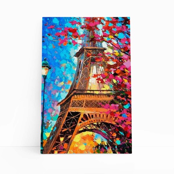 Torre Eiffel Arte Pinceladas Colorida Quadro Canvas 140x90cm