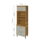Torre Forno 2 Portas Basculante 1 Gaveta 70cmx2,21mx52cm MDF Freijó e Off White Safira Nesher