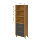 Torre Forno 1 Porta Basculante 3 Gavetas 70cmx2,21mx52cm MDF Freijó e Grafite Turquesa Nesher