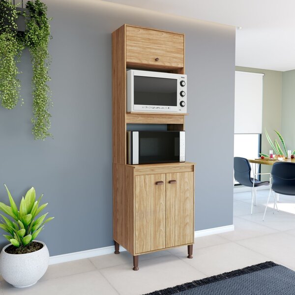 Torre Forno E Micro 63 Cm 2 Portas 1 Basculante Torino Mel /