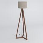 Torre Luminária Com Cúpula Pés Em Madeira Amêndoa