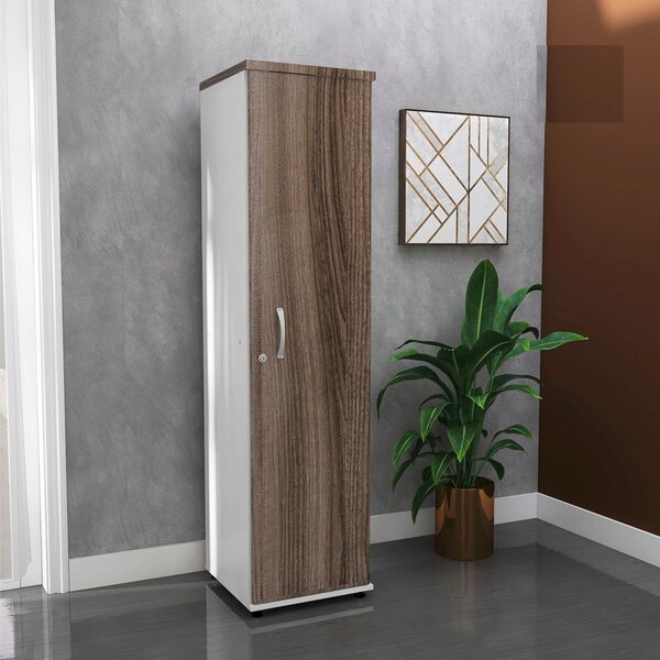 Torre Nicho Em Madeira 4 Prateleiras Com Porta Branco/walnult