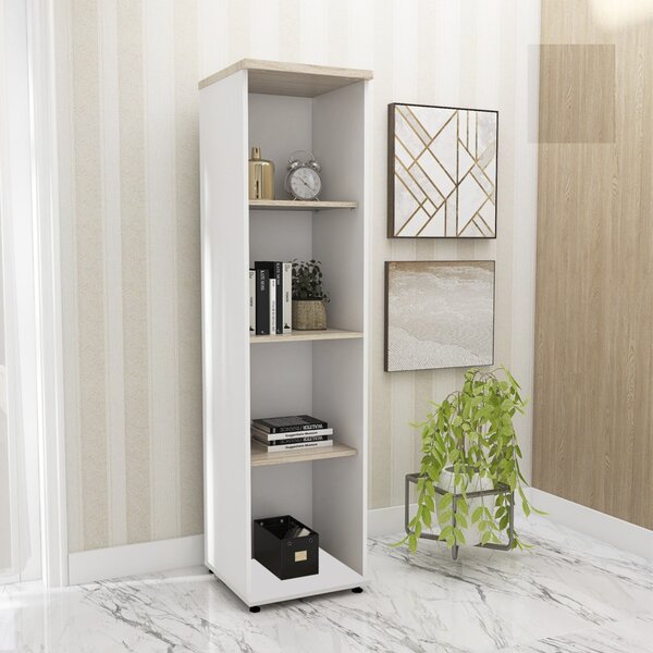 Torre Nicho Madeira 04 Prateleiras Sem Porta Tnp25 Branco/nog