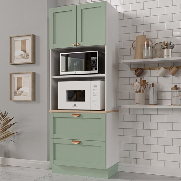 Torre Quente 2 Portas 2 Gavetas 2 Nichos Para Forno E Microon