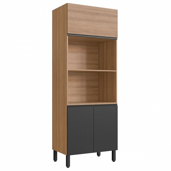 Torre Quente 3 Portas 2 Prateleiras Grafite/montana - Quiditá