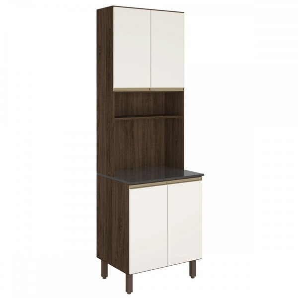 Torre Quente 4 Portas 1 Prateleira 100% Mdf Amêndoa Rústico/o