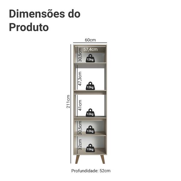Torre Quente 60 Cm 2 Portas 2 Nichos Com Pés Crema Nice Madesa