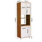 Torre Quente 70cm 4 Portas Cozinha Milão Freijó Rocks / Branc