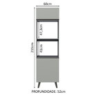 Torre Quente Armário De Cozinha 60 Cm 2 Portas 2 Nichos Cinza