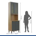 Torre Quente Balcão Armário Multiuso Cozinha 4 Portas Vidro 3