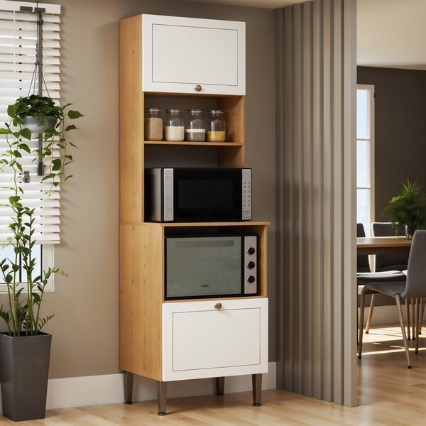 Torre Quente Com Espaço Para Forno E Microondas 100% Mdf Amer