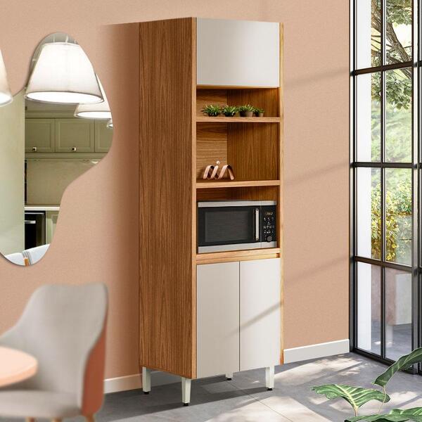 Torre Quente Dupla 3 Portas 100% Mdf Nature Off White Michela