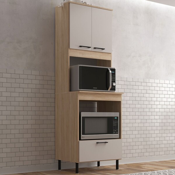 Torre Quente Maysa 3 Portas Aveiro Oak/cinza Urbano - Móveis