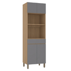 Torre Quente MDP Freijó e Cinza com 4 Portas e 1 Gaveta 70x230x53cm Slim Luciane