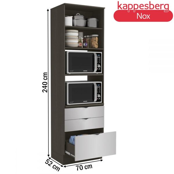 Torre Quente Nox 2 Portas 3 Gavetas Onix/steel - Kappesberg