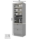 Torre Quente Para Forno 2 Gavetas Com Tampo Americana Cinza/c