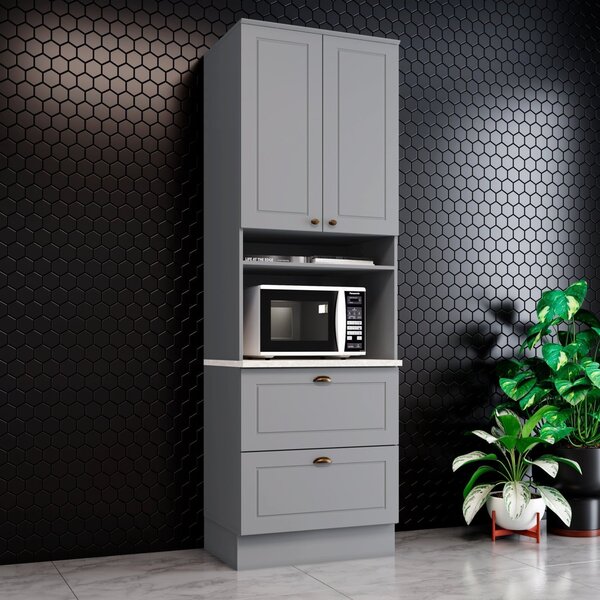 Torre Quente Para Forno 2 Gavetas Com Tampo Americana Cinza/c