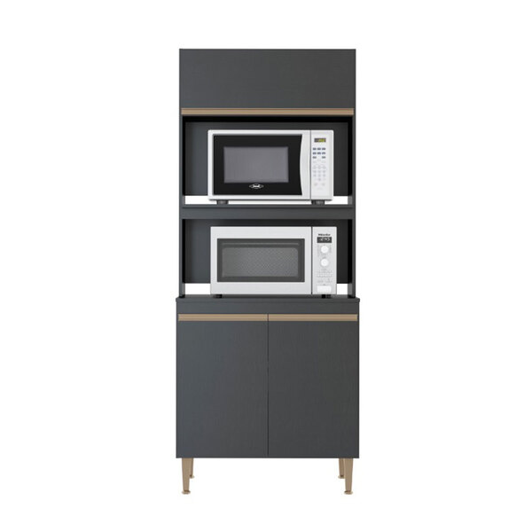 Torre Quente Sabrina 3 Portas 4 Prateleiras Preto - Moville