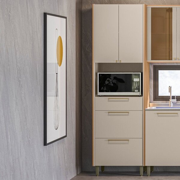 Torre Simples Em Mdf Para Cozinha 70cm Atena Jequitibá/off Wh