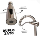 Torrneira Gourmet Monocomando Extensível Escovada Cozinha Aço