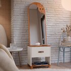 Toucador Com Espelho 1 Gaveta Nicho E 2 Ganchos Oranix Off Wh