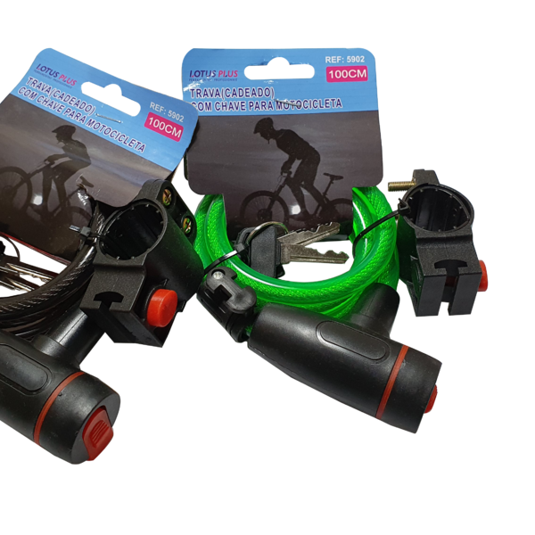 Trava de moto, bike c/ chave 100cm sortida