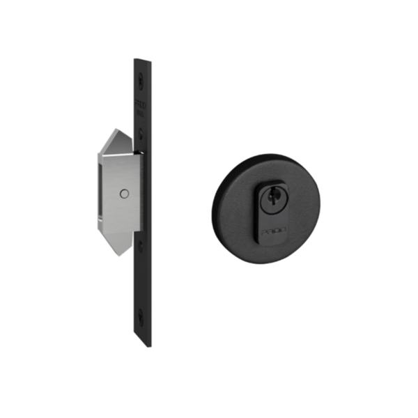 Trava Inox Correr Roseta Redonda Preto Texturizado