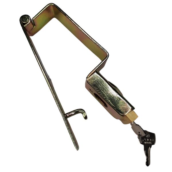 Trava Para Portão De Garagem Reforçada Com Cadeado 3,5cmx8,5cm