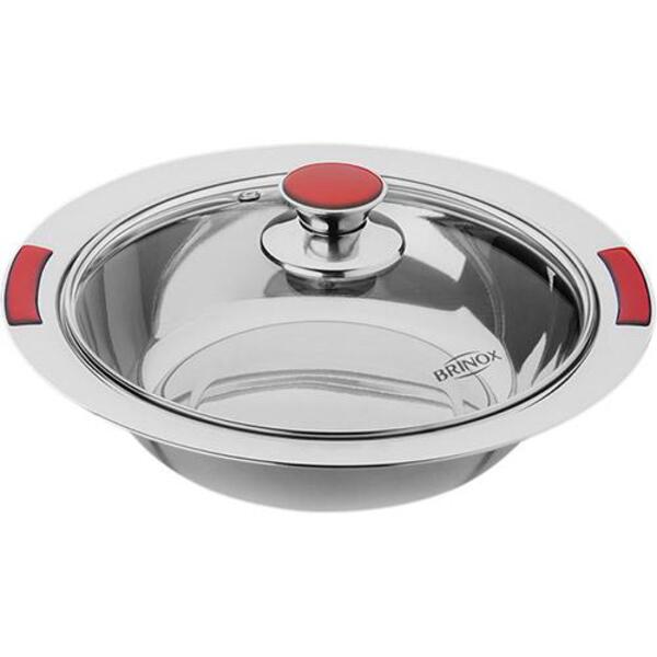 Travessa Com Tampa De Vidro Vintage Redondo 35cm Inox - Brinox