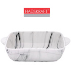 Travessa De Porcelana Retangular Refrataria Marble Marmore Ha