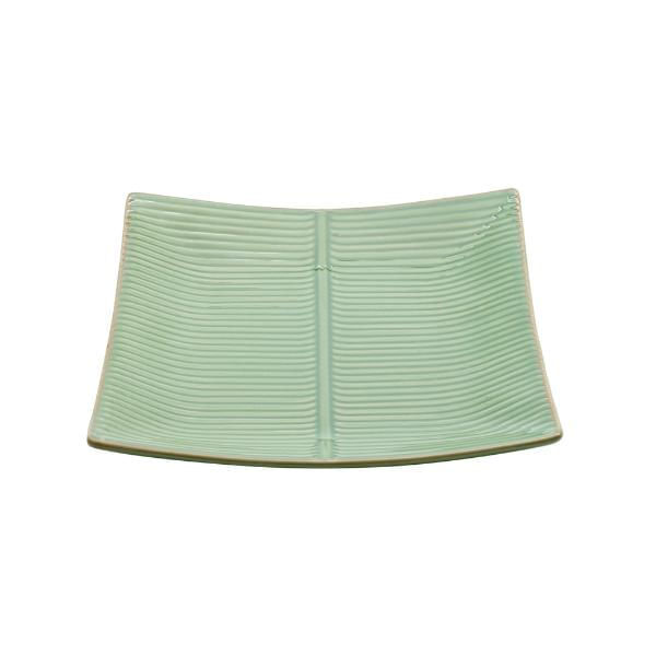 Travessa Decorativa Em Cerâmica Quadrada Lyor Banana Leaf 34x